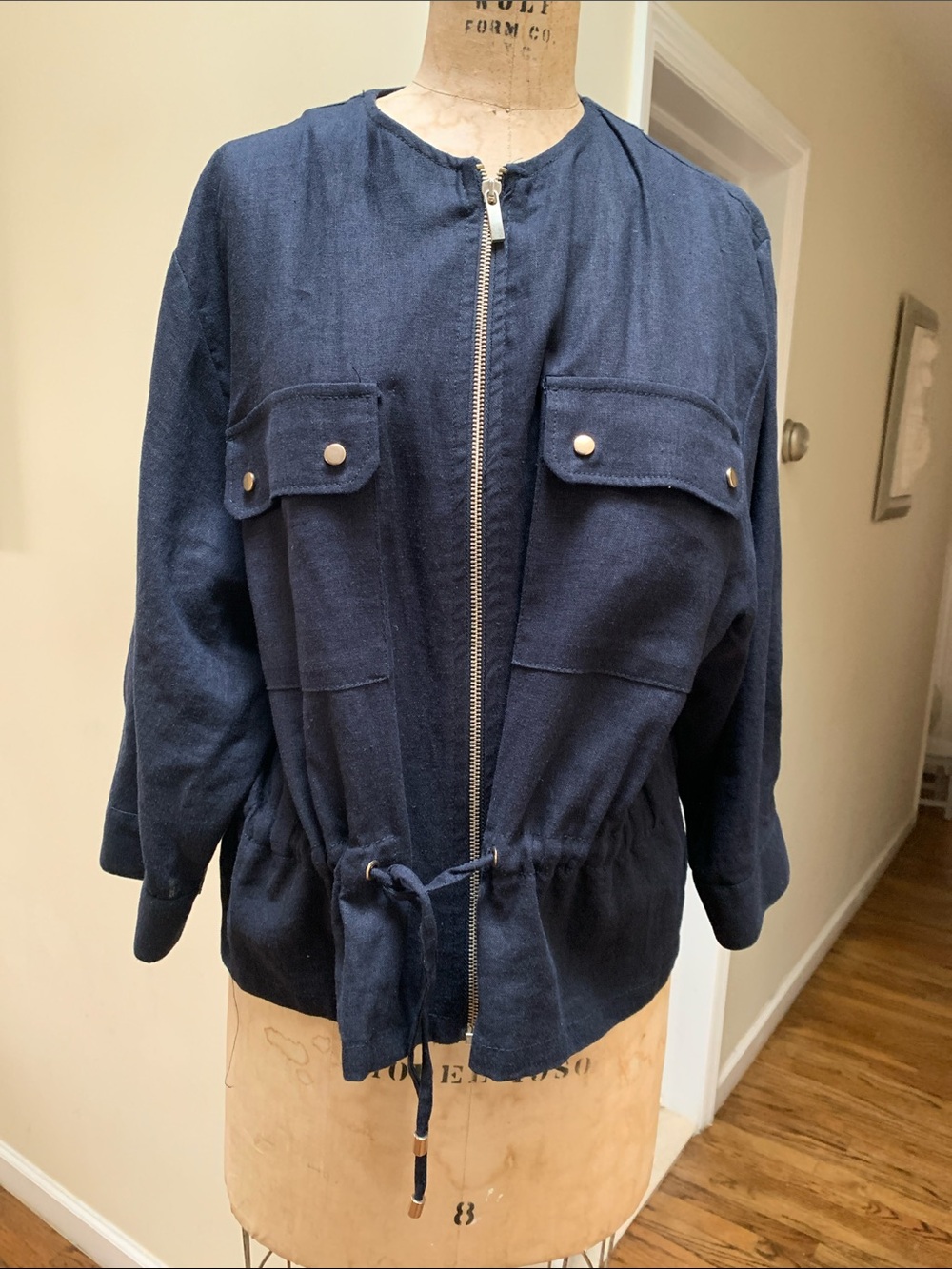 NWT Zara Navy Drawstring Utility Jacket - Women
